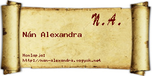 Nán Alexandra névjegykártya